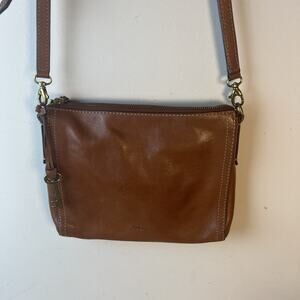 FOSSIL Women's Emma East West Leather Crossbody Cross Body Bag Baguette 10”x8”